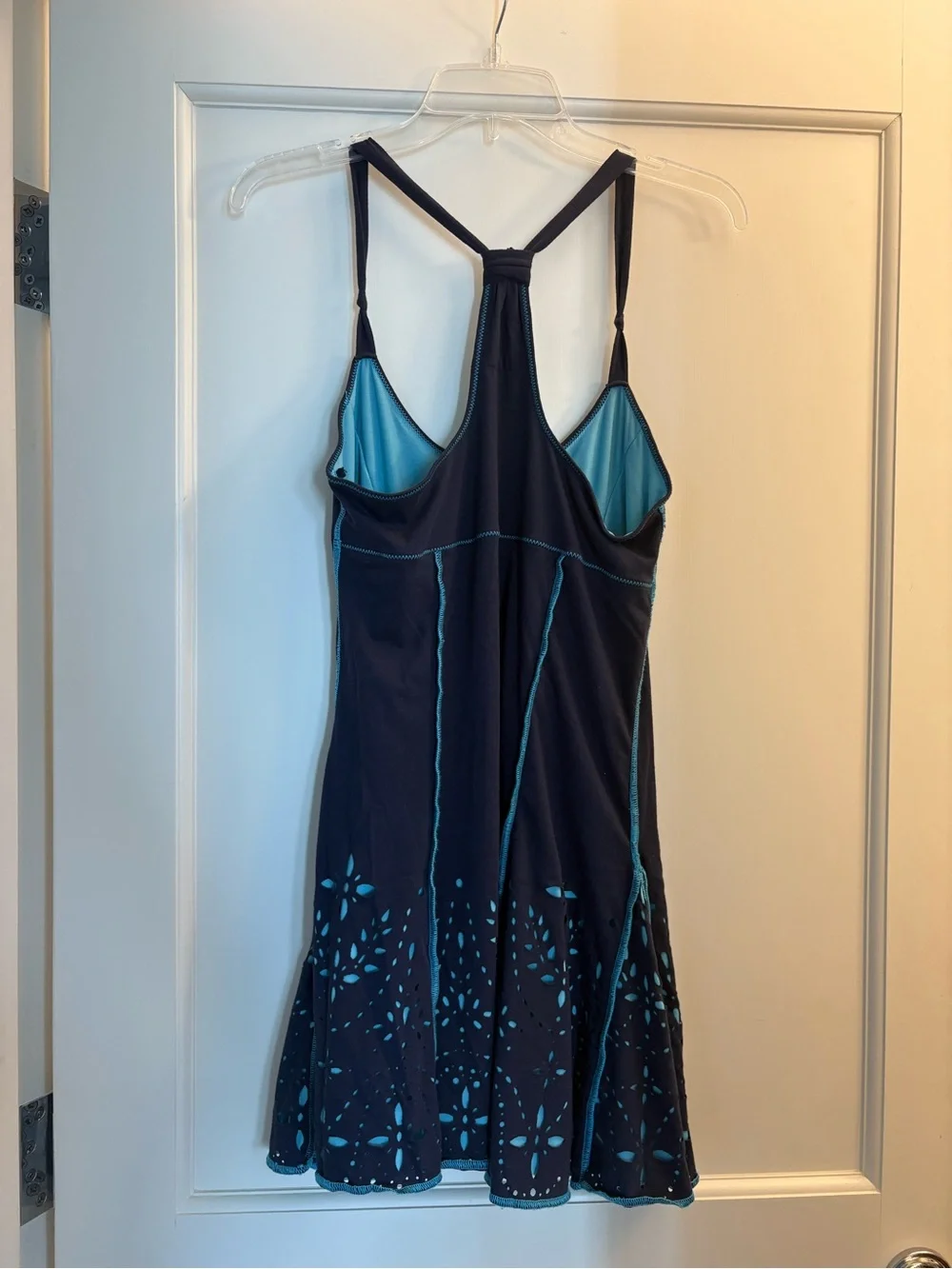 Free People Navy Mini Dress with Teal Cutout Detail